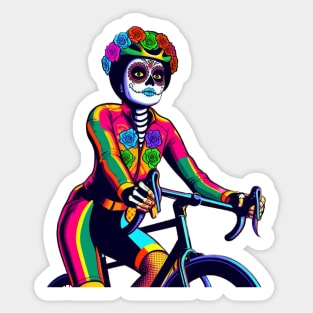 Colorful Catrina cycling Sticker